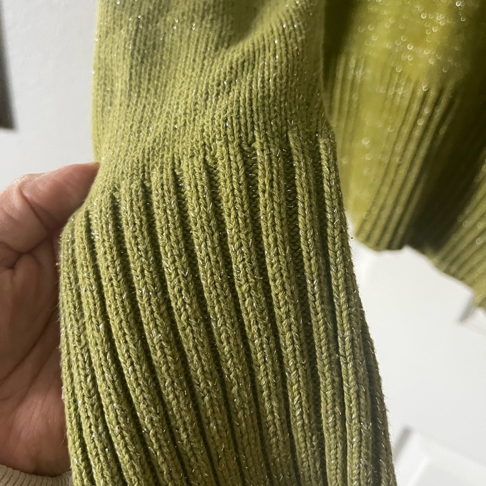 High Sierra Shimmery Olive Turtleneck Sweater - Picture 2 of 6